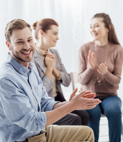 Clapping happy people